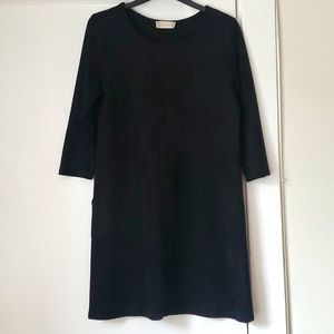 Altar'd State black suede-like shift dress with 3/4 length sleeves